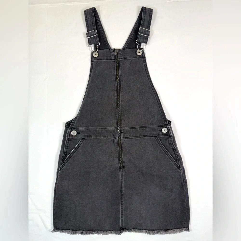 OSHKOSH BGOSH Girls Denim Jumper‎ Dress Size 10 Gray Zip Front Overall Style